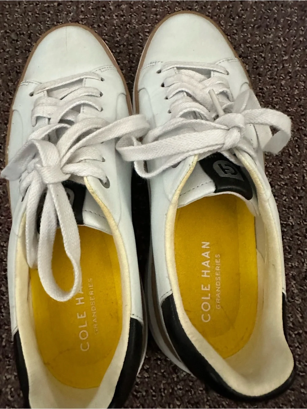 Cole Haan White Leather Low-Top Sneakers with Tan Trim
